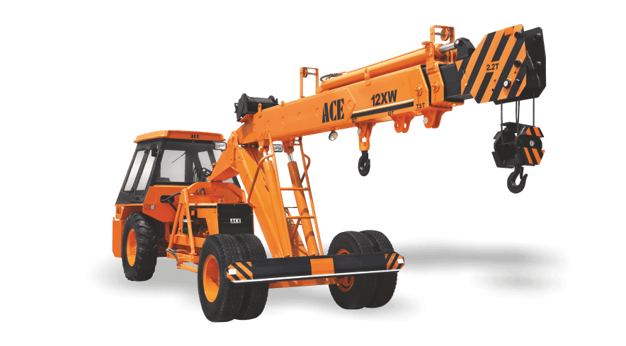 Hydraulic crane working at a construction site in Jaipur